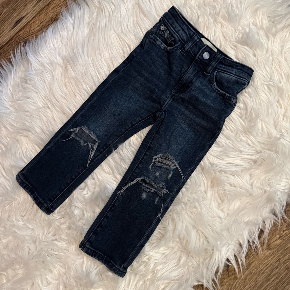 DL1961 Brady Slim‎ Distressed Jeans Girls Size 2 Dark Wash Stretch
